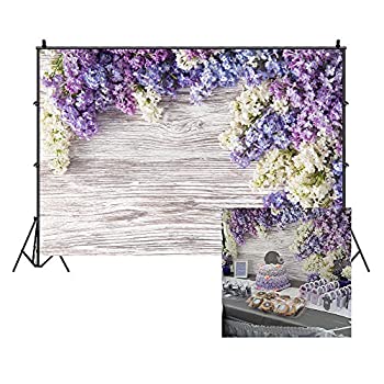 【中古】【輸入品・未使用】LFEEY 10x7フィート 新生児 ベビーシャワー 木製プランク 写真背景 パープル ライラック 花 木製ボード 壁 女の子 大人 子供 ポートレート 写真｜スカイマーケットプラス