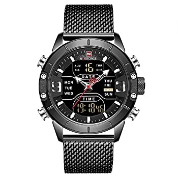 【中古】【輸入品・未使用】NAVIFORCE デジタル腕時計 メンズ 防水 スポーツウォッチ ステンレススチール ミリタリー クォーツ 時計 腕時計 45 mm 9153-BB｜スカイマーケットプラス