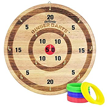 【中古】【インポート品・未当て嵌める】GoSports リンガーダーツトスゲーム 屋内室外フックリングトスセット 赤ちゃん\u0026成年者用 自然的