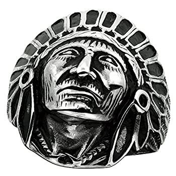 【中古】【輸入品・未使用】SurgicalステンレススチールバイカーリングIndian Chief Head 1?3?/ 16インチ幅、サイズ9???15｜スカイマーケットプラス