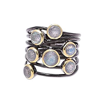 【中古】【輸入品・未使用】NOVICA ラブラドライト 18K イエローゴールドメッキ シルバーリング デュードロップ 27,833円