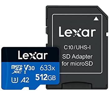 【中古】【輸入品・未使用】Lexar 100MB/s 633x MicroSDXC 512GB with adapter UHS-1 U3 V30 A2(512GB)