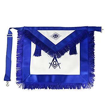 【中古】【インポート品・未当て嵌める】Master Mason フリーメイソンエプロン 青色はたご屋 なめし革真四角\u0026羅針盤 フリーメイソン用