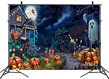 【中古】【輸入品・未使用】LB 7x5フィート ハロウィン背景 写真撮影用 蛍光パンプキンとゴースト Bckground マジカルハウス 満月のデコレーション 写真撮影スタジオ小道具|スカイマーケットプラス