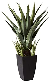 【中古】【輸入品・未使用】Nearly Natural 30インチ アガベ 人工植物 ブラックプランター グリーン|スカイマーケットプラス