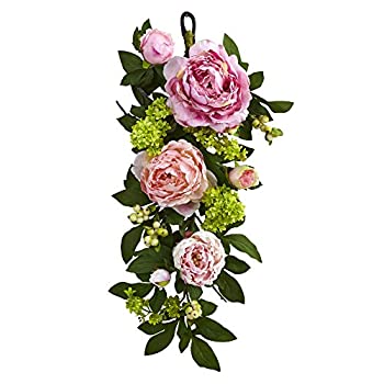 【中古】【輸入品・未使用】ほぼ自然ミックスピオニーと紫陽花ティアドロップシルクPlant