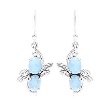 【中古】【輸入品・未使用】Novica Larimar。925スターリングシルバーダングルイヤリング、スカイFlower Duo '