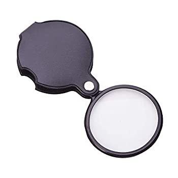 【中古】【輸入品・未使用】Othmro 拡大鏡 60mm 5倍ポケット 折りたたみ拡大鏡 ルーペ 拡大鏡 レザーケース付き (ブラック) 1個｜スカイマーケットプラス
