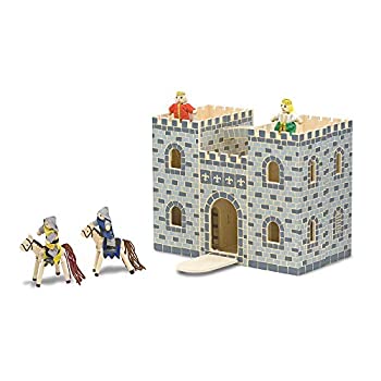 【中古】【輸入品・未使用】Melissa & Doug Fold and Go木製Castleドールハウスwith木製人形and Horses ( 12個)｜スカイマーケットプラス
