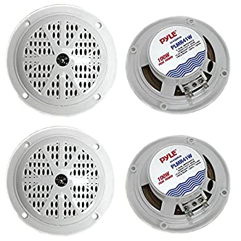 【中古】【輸入品・未使用】4) PYLE PLMR41W 4インチ 100W 海洋防水ボート/カーオーディオステレオスピーカー ホワイト