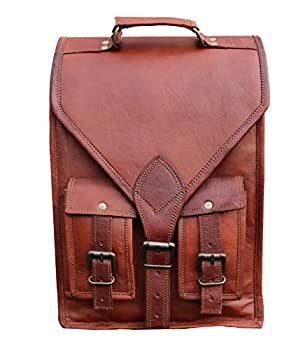 【中古】【インポート品・未当て嵌める】33糎 Genuine Leather Vintage Laptop Backpack Shoulder Messenger Bag Briefcase