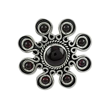 【中古】【輸入品・未使用】Novicaガーネット。925スターリングシルバーカクテルリング\' Tribal Sun \'