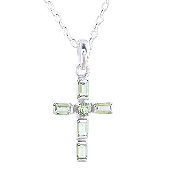 【中古】【輸入品・未使用】NOVICA ペリドット .925 スターリングシルバー ペンダントネックレス 18インチ コルカタ クロス