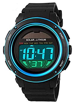【中古】【輸入品・未使用】ブラックソーラーエナジー多機能デジタル腕時計 防水アラーム アウトドアスポーツ電子クォーツ腕時計 ブルー