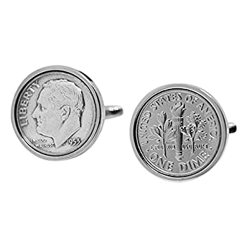 【中古】【インポート品・未当て嵌める】WorldcoinCufflinks カフリンクス ロジウムメッキ 68歳の生まれ落ちる日 1953 US 10仙鋳貨カフスリンク