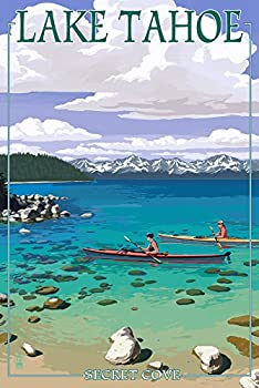 【中古】【輸入品・未使用】Lake Tahoe - Kayakers in Secret Cove (24x36 Giclee Gallery Print, Wall Decor Travel Poster) by Lantern Press