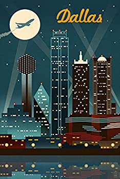 【中古】【輸入品・未使用】ダラス、テキサス???レトロSkyline 24 x 36 Giclee Print LANT-50528-24x36