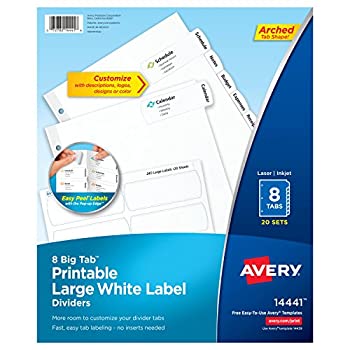 【中古】【輸入品・未使用】AVERY ビッグタブ 印刷可能 ラージホワイトラベルディバイダー 簡単ピール、8タブ、20セット(14441)