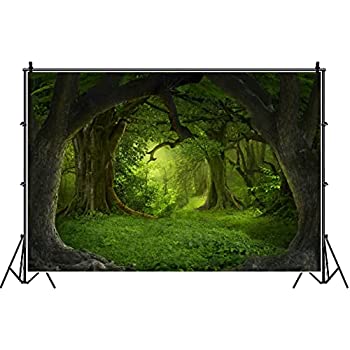 【中古】【輸入品・未使用】laeacco 10?x 6.5ftビニール背景写真背景Fairy Tale Forest Deep東南アジアジャングルトロピカル古い木Mistyシーンプリンセスガールズ子供Portr