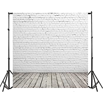 【中古】【輸入品・未使用】Yeele 10x10フィート ホワイトペイント レンガ壁背景幕 ビニール生地 ヴィンテージ木製床 写真背景 パーティーブースバナー 新生児 幼児 大人 ポ