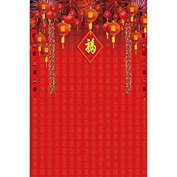 【中古】【輸入品・未使用】Leowefowa 中国スタイル 新年 背景 3x5フィート 爆竹 赤いランタンと幸運のキャラクター フェスティバル 赤い写真 バックグラウド 冬 クリスマス 17,355円