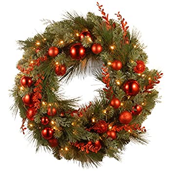 【中古】【輸入品・未使用】National Tree Company 照明付き人工クリスマスリース装飾コレクション | フロック加工装飾とガット張りホワイトLEDライト | レッドミックス - 2 48,860円