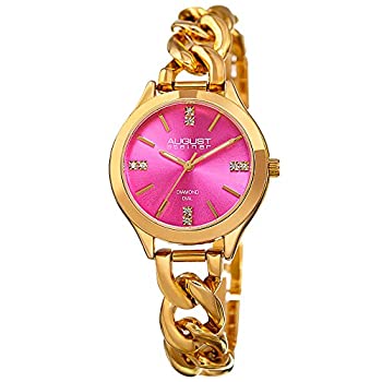 【中古】【輸入品・未使用】August Steiner Women 's Genuine Diamondゴールド調ケースwithピンクダイヤルとゴールド調スチールチェーンリンクブレスレット腕時計as8222ygpk|スカイマーケットプラス