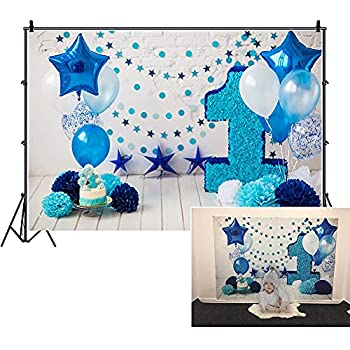 【中古】【輸入品・未使用】LFEEY 7 x 5フィート Happy 1st Birthday フォトブース ペーパーフラワーバルーン 木製床背景布 女の子 男の子 ハッピー1歳 最初の誕生日パーテ