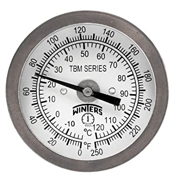 【中古】【インポート品・未当て嵌める】Winters TBM Series Stainless Steel 304 Dual Scale Bi-Metal Thermometer, 2-1/2 Stem, 1/4 NPT Fixed Center Back Mount Connection, 2 Dial,