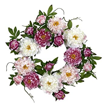 【中古】【輸入品・未使用】ほぼナチュラル4788ピオニーWreath、22インチ、ピンク
