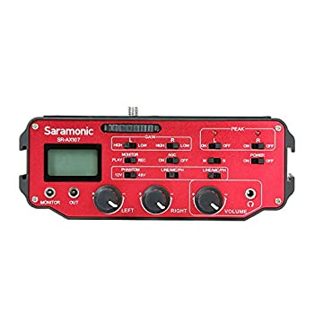 【中古】【輸入品・未使用】Saramonic SR-AX107 2チャンネル トランスフォーマー XLR オーディオアダプター ファントムパワー&モニター付き (レッド/ブラック)