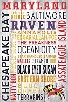 【中古】【輸入品・未使用】メリーランド州???素朴なTypography 24 x 36 Giclee Print LANT-56780-24x36