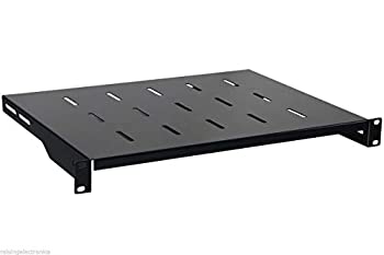 【中古】【輸入品・未使用】Rising 1U ブラック フレキシブル 14インチ (350mm) ディープ カンチレバー サーバー シェルフ 通気口付き ラック マウント 19インチ