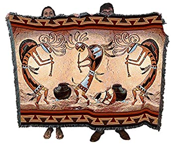 【中古】【インポート品・未当て嵌める】Kokopelli Pot Dance Tapestry Throw