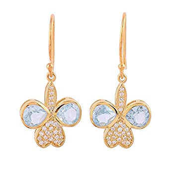 【中古】【輸入品・未使用】Novica multi-gemブルートパーズイエローゴールドメッキシルバーダングルイヤリング' Butterfly Glitter '
