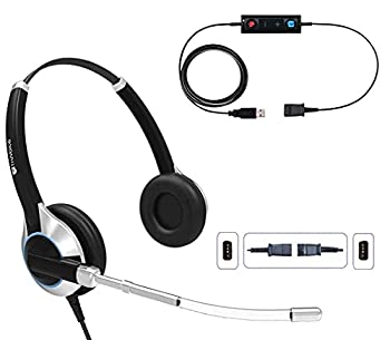 【中古】【輸入品・未使用】TruVoice デラックスダブルヘッドセット ノイズリダクションボイスチューブとUSBアダプターケーブル ミュートスイッチとボリュームコントロール｜スカイマーケットプラス