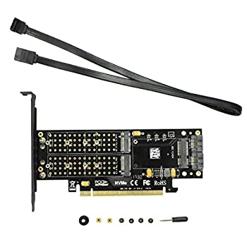 【中古】【輸入品・未使用】MingChuan M.2 NVMe SSD NGFF - PCIE 3.0 X16 アダプター M キー B キー mSATA PCI Express 3.0 NVME m2 SSD & m.2 AHCI NGFF & mSATA 3 in 1 コ
