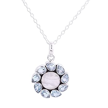【中古】【輸入品・未使用】NOVICA マルチジェム ブルートパーズ .925スターリングシルバー ペンダントネックレス 17.75インチ 「フローラルウィンドミル」
