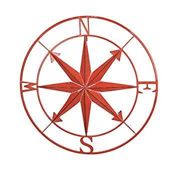 【中古】【輸入品・未使用】アンティーク調メタル 28インチ コーラル 屋内 屋外 コンパス ローズ 大型 壁掛け - メタルウォールアート 自宅やパティオ用|スカイマーケットプラス