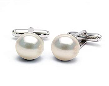 【中古】【インポート品・未当て嵌める】Pearlina スターリングしろがね色 カフスリンク 白いこと素水育てるパール (10~11粍) メンズ レディース
