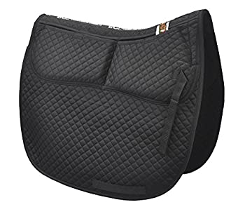 【中古】【輸入品・未使用】(Black) - ECP Cotton Correction Dressage Saddle Pad - Memory Foam Pockets