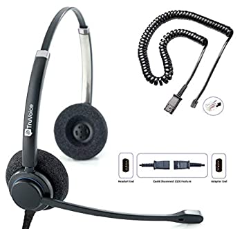 【中古】【インポート品・未当て嵌める】TruVoice 固定ディスク-150 ダブルイヤーヘッドセット ノイズキャンセリングマイク付き添い人 \u0026 U10なおなお書き有線テレビ付き添い人 Yealink T19 T20 T21 T22 T23 T26 T27 T28 T29