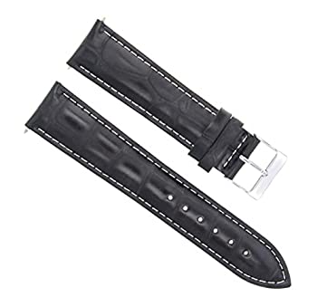 【中古】【輸入品・未使用】19mm / 16mm レザー時計バンドストラップ Breguet腕時計バックルクラスプ対応 ブラック ホワイト