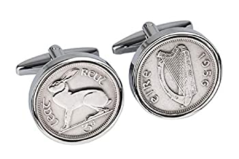 【中古】【インポート品・未当て嵌める】第61回birthday- 1956???Irish Threepence coin cufflinks