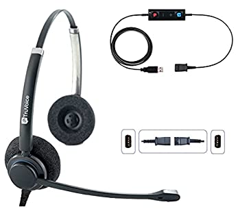 【中古】【輸入品・未使用】TruVoice HD-150 プロフェッショナルダブルイヤーヘッドセット ノイズキャンセリングマイクとUSBアダプターケーブル付き ミュートスイッチとボリ