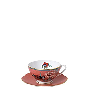 【中古】【輸入品・未使用】ウェッジウッド パエオニア ブラッシュティーカップ&ソーサーセット コーラル