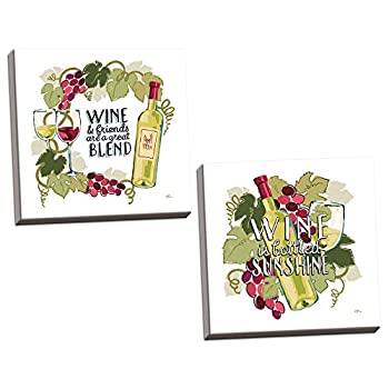 【中古】【輸入品・未使用】Gangoホームデコレーション現代Wine and Friends IV & V Onホワイトby Janelle Penner (印刷用紙) ; 2つ12?x 12in Unframed紙ポスター Two 16x1|スカイマーケットプラス