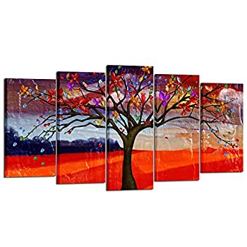 【中古】【輸入品・未使用】Kreative Arts キャンバスウォールアート 5ピース 生命の樹 抽象画 キャンバスプリント フレーム入り すぐに掛けられる 現代的絵 幸運の木 モダ｜スカイマーケットプラス