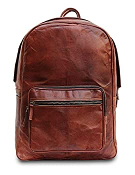 【中古】【インポート品・未当て嵌める】Handmade World レザーバックパック メンズ レディース 一回りとっ始め御徒面子 雨合羽 心地好い デイパック ナップサック カレッジブックバッグ 快