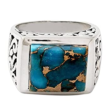 【中古】【輸入品・未使用】NOVICA カクテルリング 合成ターコイズ .925スターリングシルバー フローラル ファッシネーション|スカイマーケットプラス